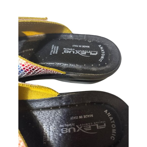 Flexus Anatomical Slide Sandals Womens Size 7.5-8 Multi-Color Pattern Leather - Picture 2 of 6